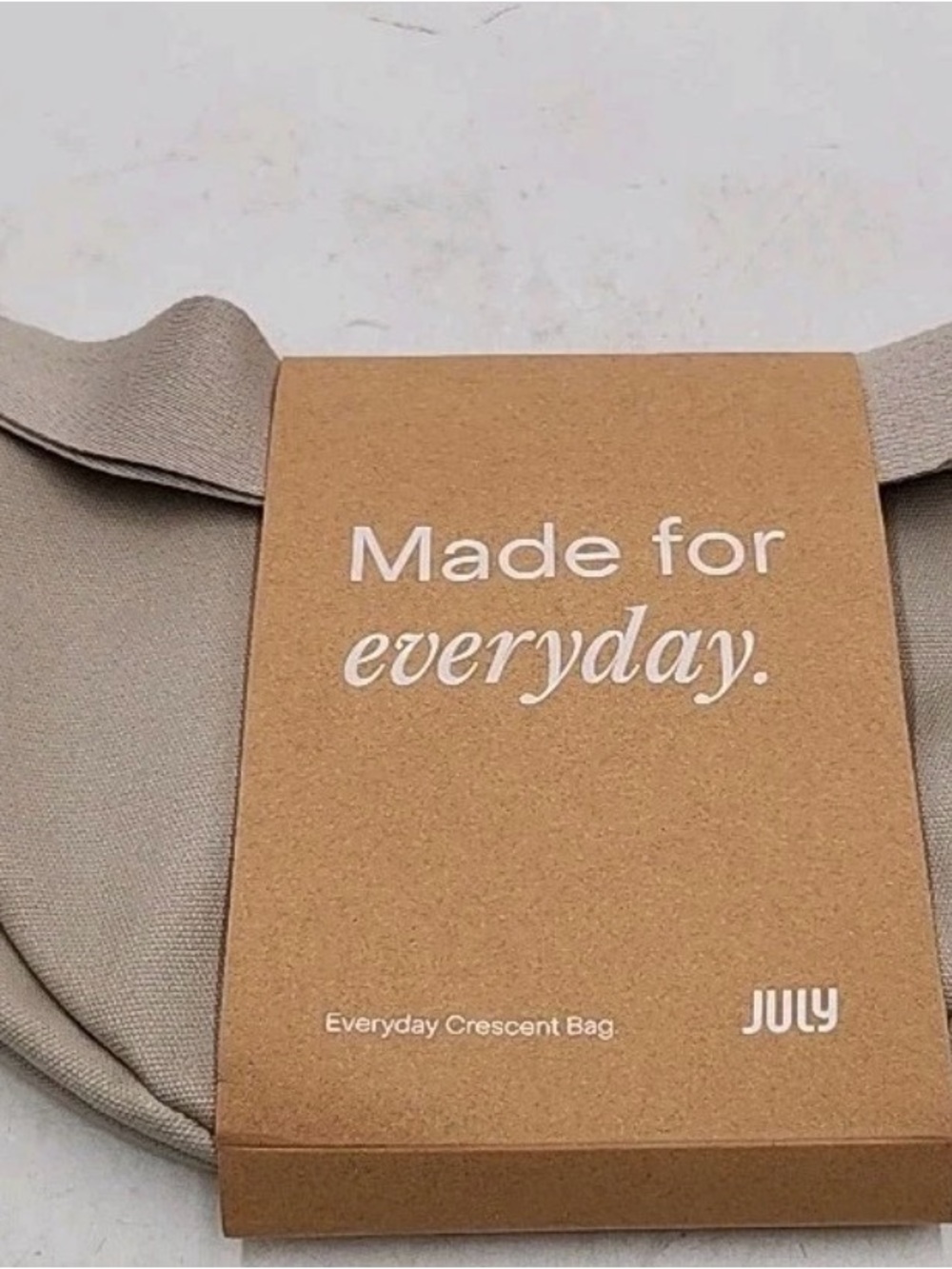 New July Everyday Crescent Crossbody Bag in natural